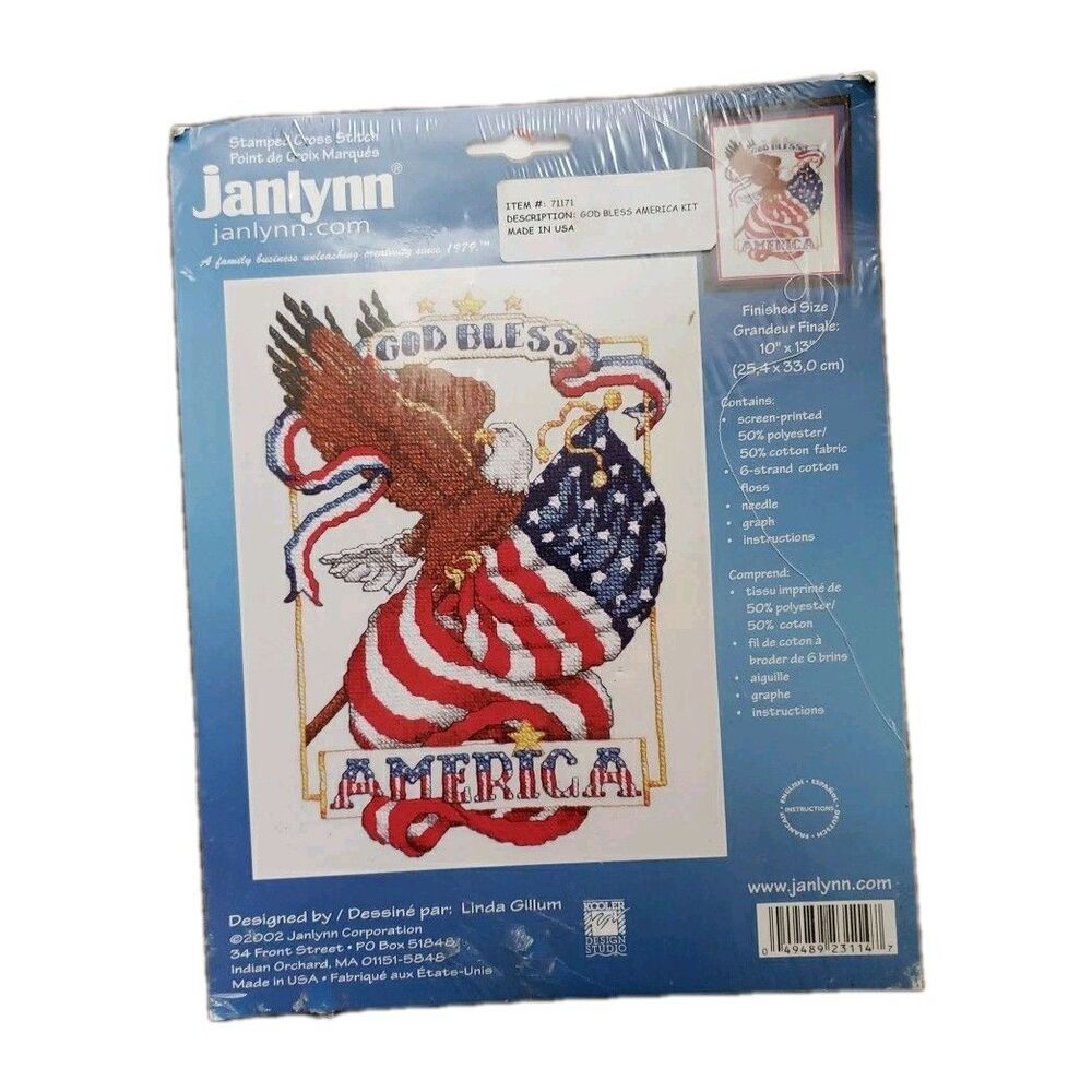 Janlynn GOD BLESS AMERICA Counted Cross Stitch Kit # 023-NEW 10” X 13”